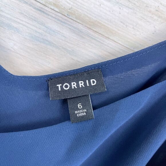 Torrid Sophie Chiffon Double Layer Swing Cami Tank Blue Womens Plus Size 6X - Picture 4 of 7